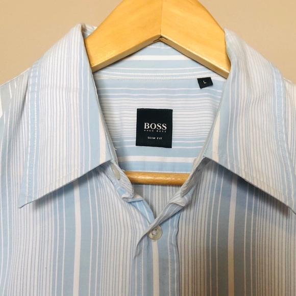Hugo Boss Slim Fit Striped Button Down Shirt SizeL - Picture 2 of 2
